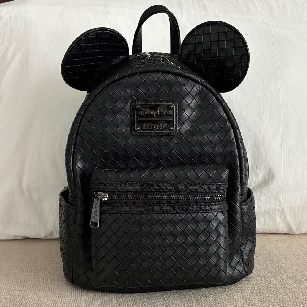 Disney Parks Loungefly Black Woven Backpack and Headband Set - Picture 2 of 7
